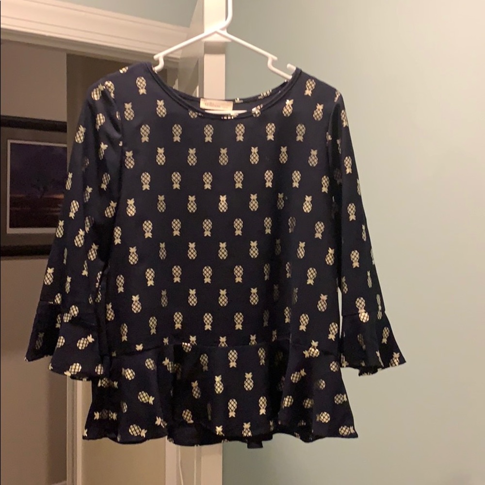 Navy gold pineapple top